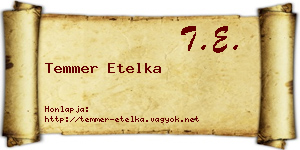 Temmer Etelka névjegykártya